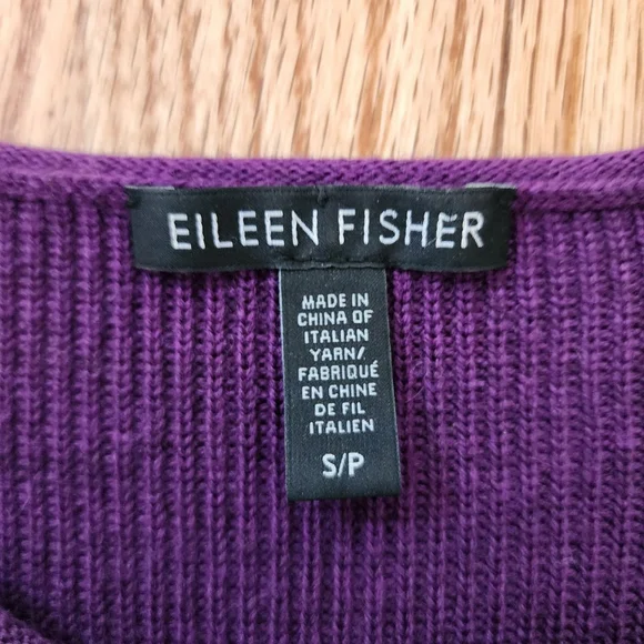 EILEEN FISHER Crew Neck Merino Wool High Low Boxy Sweater Purple Size S